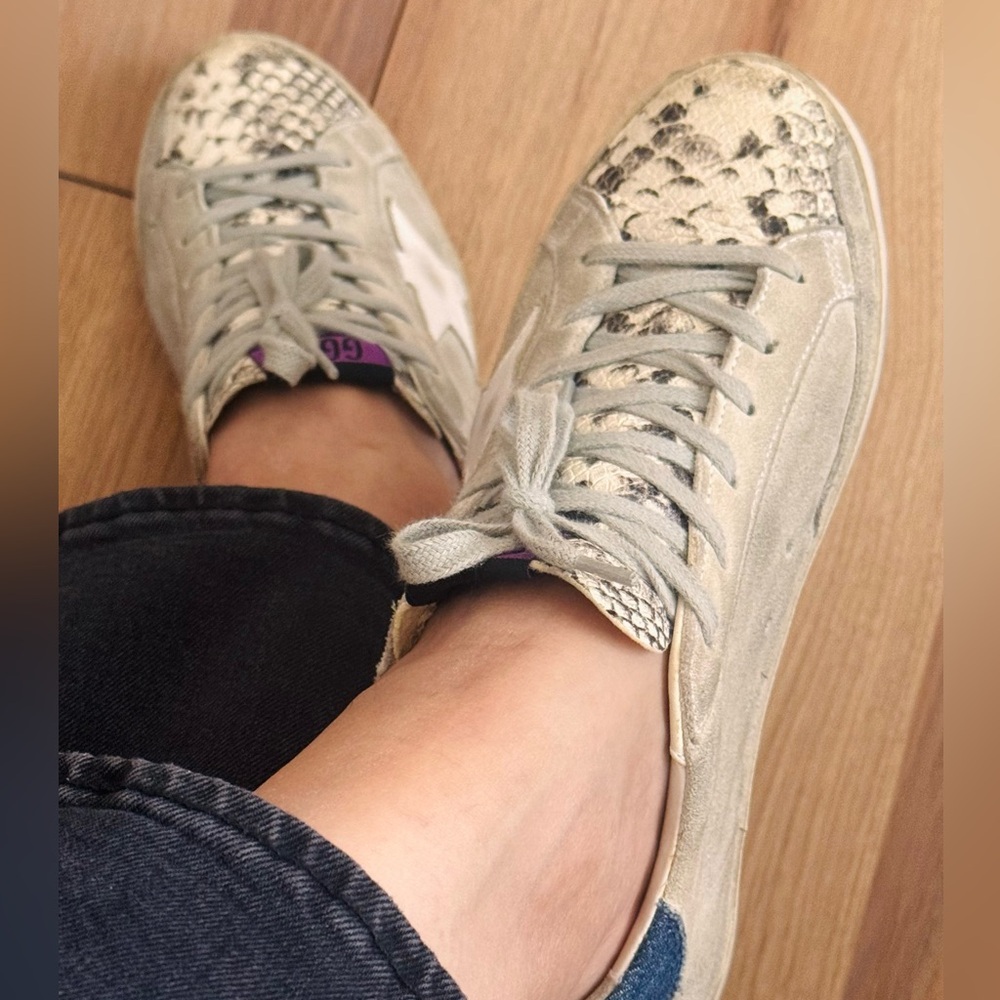 Golden Goose Tan and White Star Sneakers - Picture 3 of 10